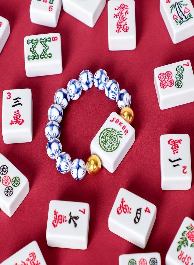Jongyance American Mahjong Accessory (Blue and White) with A Joker Tile, Fits Wrist Sizes Ranging from 5.7 to 7.25 Inches - Image 5